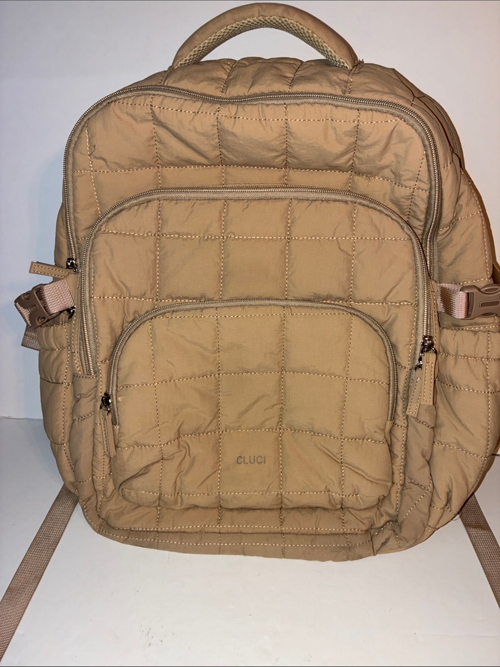 Cluci, Quilted Puffer Tan Backpack